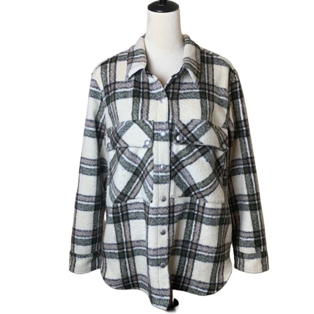 Plaid Flannel Shacket Wool Blend Barn Jacket Large | Classic Cabincore Overshirt